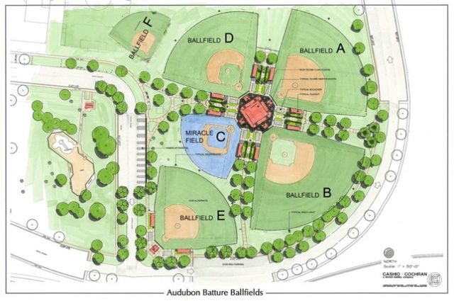 Audubon Park Baseball Fields Map