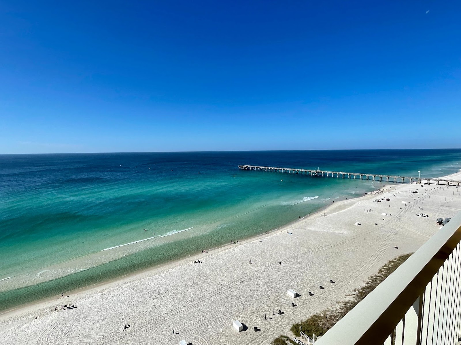 View from my condo of the Ironman Florida 2023 swim course being set up.